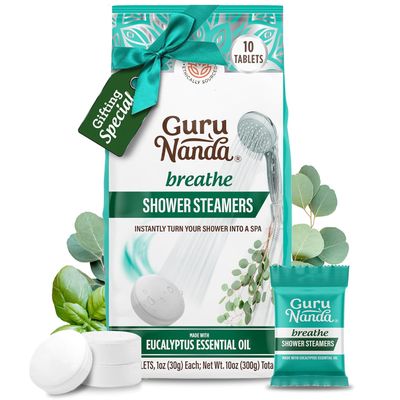 GuruNanda Breathe Shower Steamers for Aromatherapy 10 Pack, Relaxation Gifts for Women &amp; Men with Essential Oils, Stress &amp; Congestion Relief, Self Care