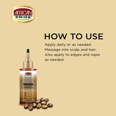 African Pride Black Castor Miracle Hair &amp; Scalp Sealing Oil - Locks in Moisture &amp; Soothes, Contains Black CastorTea TreeSoybean Oil, 6 oz