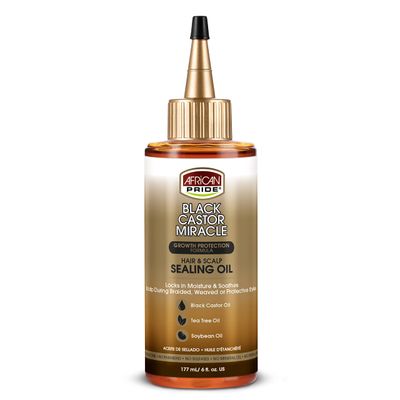 African Pride Black Castor Miracle Hair &amp; Scalp Sealing Oil - Locks in Moisture &amp; Soothes, Contains Black CastorTea TreeSoybean Oil, 6 oz