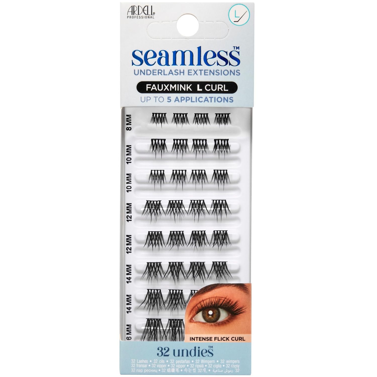 Ardell Seamless Underlash Lash Extension Kit - DIY Lash Clusters, Faux Mink L Curl Individual Lashes, Eyelash Extension for Natural Look Lash Kit, 32 Count, 1-Pack