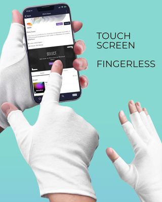 ANSMIO 2 Pairs Cotton Gloves Touchscreen, Cut 5 Fingertips, White Gloves for Dry Hands, Cotton Gloves for Sleeping, Moisturizing Night Gloves, White Gloves 100% Cotton, Size M (2 Pairs)