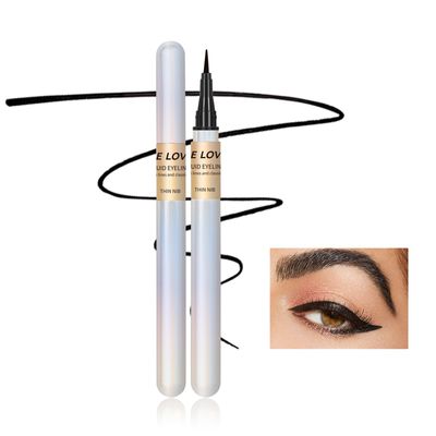 MIESCHER Black Liquid Eyeliner Pen, Eyebrow Pencil &amp; Ultra-Fine Liquid Eyeliner Smudge-Proof Waterproof Eyeliner Pencil, Precision Felt Eyeliner, Long-Lasting Smooth Eyeliner Pen Eye Makeup