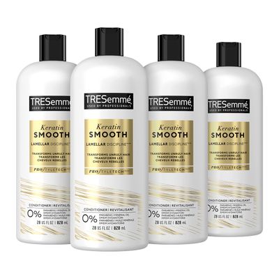 TRESemm Keratin Smooth Conditioner 4 pack for Frizzy Hair, Formulated with Lamellar-Discipline, 28 Fl Oz