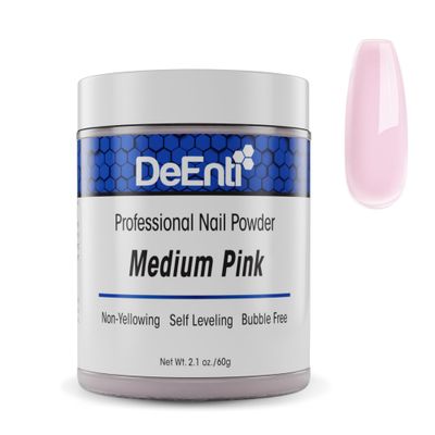 DeEnti Acrylic Nail Powder, 2oz Medium Pink Acrylic Powder Dip for Nails, Long Lasting Salon Quality, Bubble Free Professional Nail Powder for Manicure, Nail Art, Fake Nails, Nail Carving &amp; Extensions