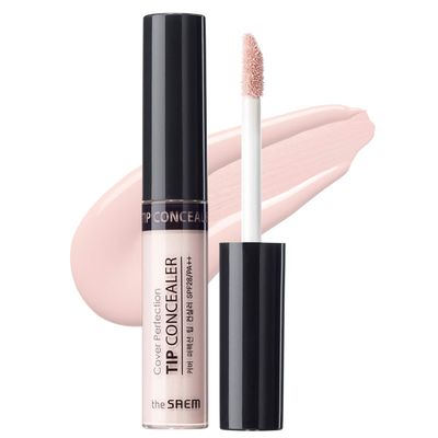 the SAEM Cover Perfection Tip Concealer 6.5g # Brightener - Radiant Highlighter, Corrects &amp; Brightens, Discoloration &amp; Dark Circles, Bright Pink