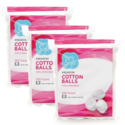 Simply Soft Premium Cotton Balls (600 Count), 100% Pure Cotton, Large Cotton Balls for Face and Nail Polish Remover