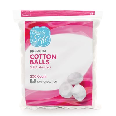 Simply Soft Premium Cotton Balls (600 Count), 100% Pure Cotton, Large Cotton Balls for Face and Nail Polish Remover