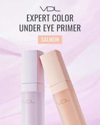 VDL Expert Color Under-Eye Primer (Salmon, 0.19 oz) - Color-Correcting Concealer for Dark Circles, Uneven Skin Tone. Hydrating, Smooth. Korean Makeup.