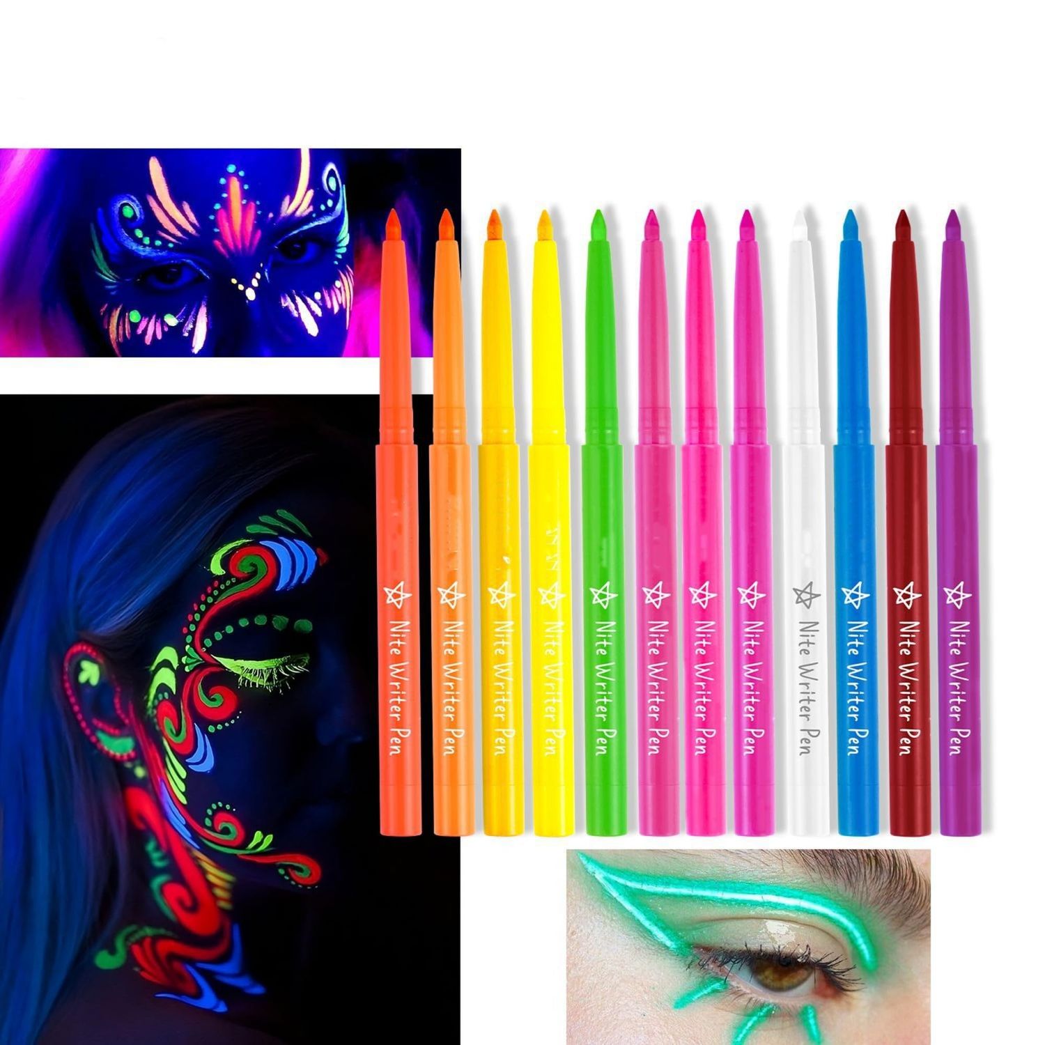 MAEPEOR Eyeliner Pen 12 Colors Matte Eyeliner Waterproof &amp; Smudgeproof EyeMakeup for Daily Wear and Halloween Christmas (Set 03)