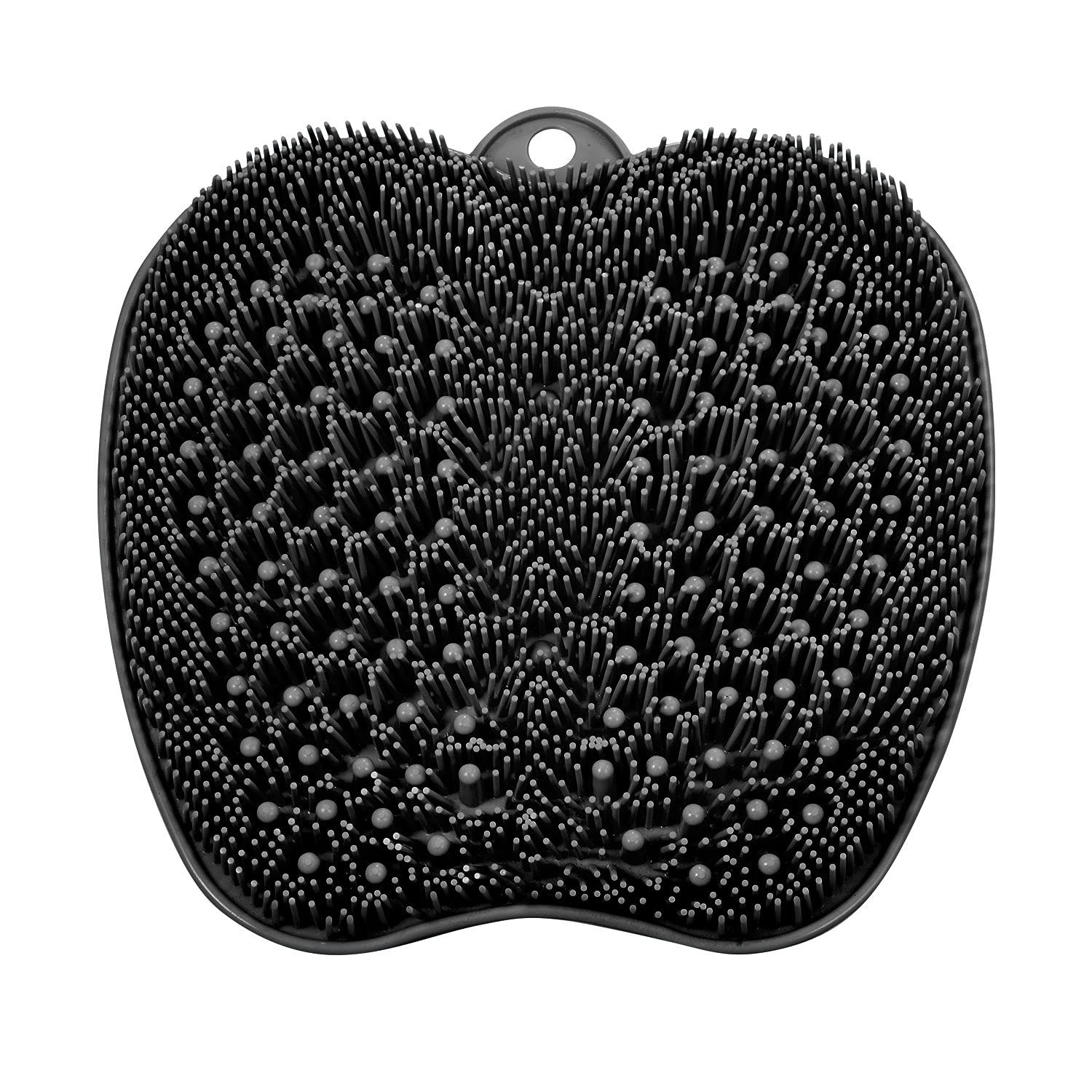 BESKAR Larger Shower Foot Scrubber Mat with Non-Slip Suction Cups- Cleans, Smooths, Exfoliates &amp; Massages your Feet Without Bending, Improve Foot Circulation &amp; Soothes Tired Feet- Black
