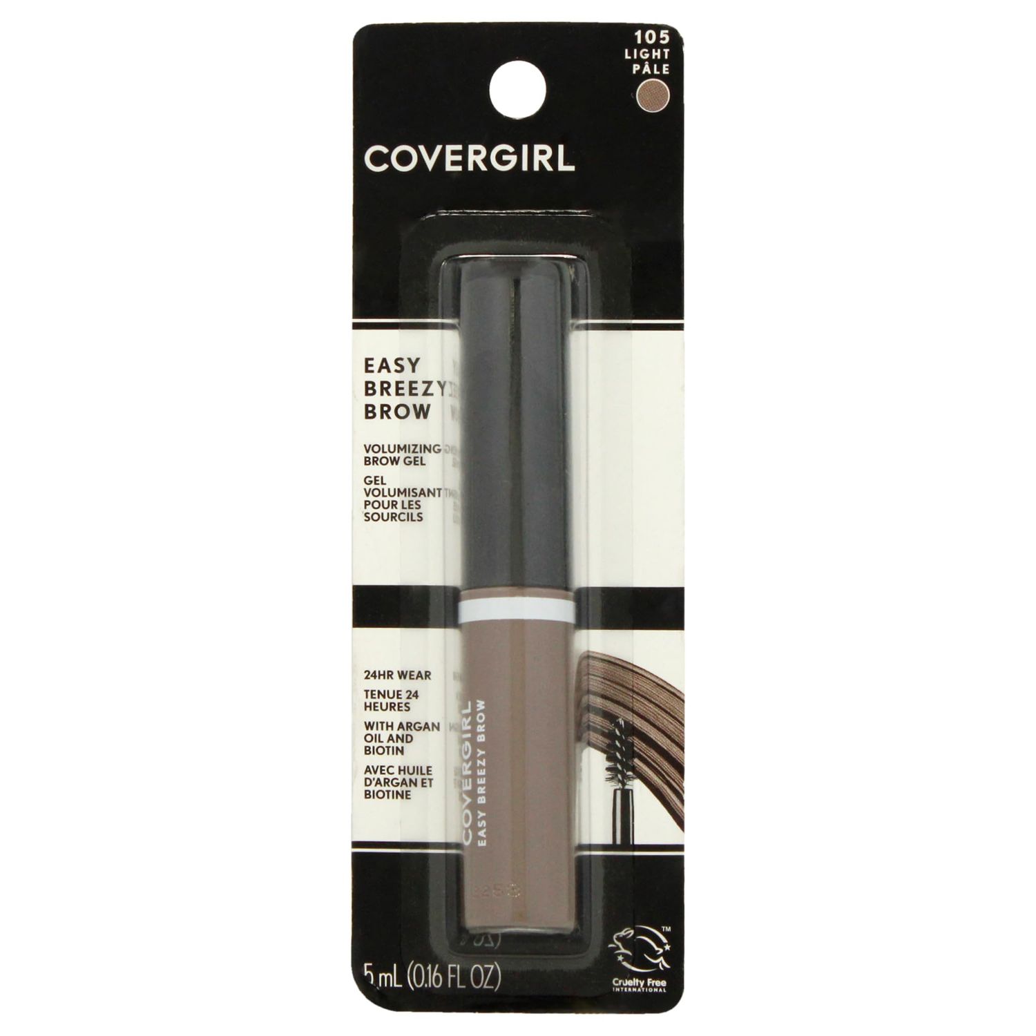 COVERGIRL - Easy Breezy Brow Volumizing Gel, Holds Brows for 24 Hours, Infused with Argan Oil &amp; Biotin, 100% Cruelty-Free