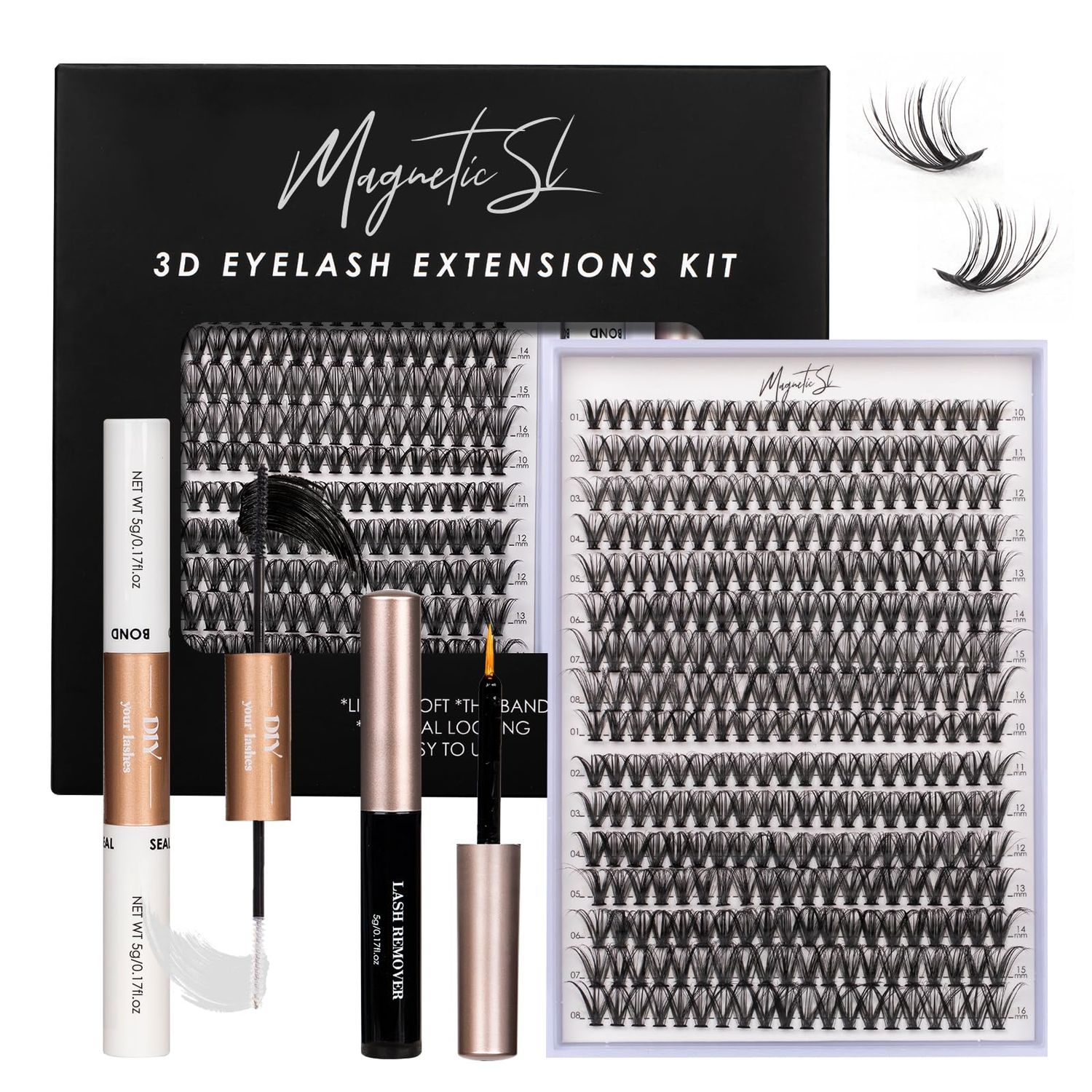 Lash Clusters DIY Lash Extensions Kit 320pcs Individual Lashes Clusters 30D 40D D Curl Eyelash Extension Kit with Applicator and Lash Bond&amp;Seal,Clusters Lash Glue Remover Mix 10-16mm (30D40D-320 KIT)