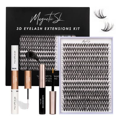 Lash Clusters DIY Lash Extensions Kit 320pcs Individual Lashes Clusters 30D 40D D Curl Eyelash Extension Kit with Applicator and Lash Bond&amp;Seal,Clusters Lash Glue Remover Mix 10-16mm (30D40D-320 KIT)