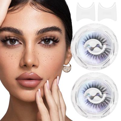 PALIMAINY Self Adhesive EyelashesImpress Lashes for Girls &amp; Women | Pestaas Postizas NaturalesFalse Eyelashes NaturalReusable Natural Look, Safer &amp; Easier Than Glue |2pairs