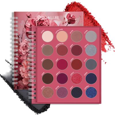 FOCALLURE BLOOMING FLOWERS SERIES Eyeshadow Palette, 20 Colors Eye Shadow Pallete, Highly Pigmented Shimmer &amp; Matte Shades, Blendable, Long Lasting, Cosmetics Gift Kit, RD01