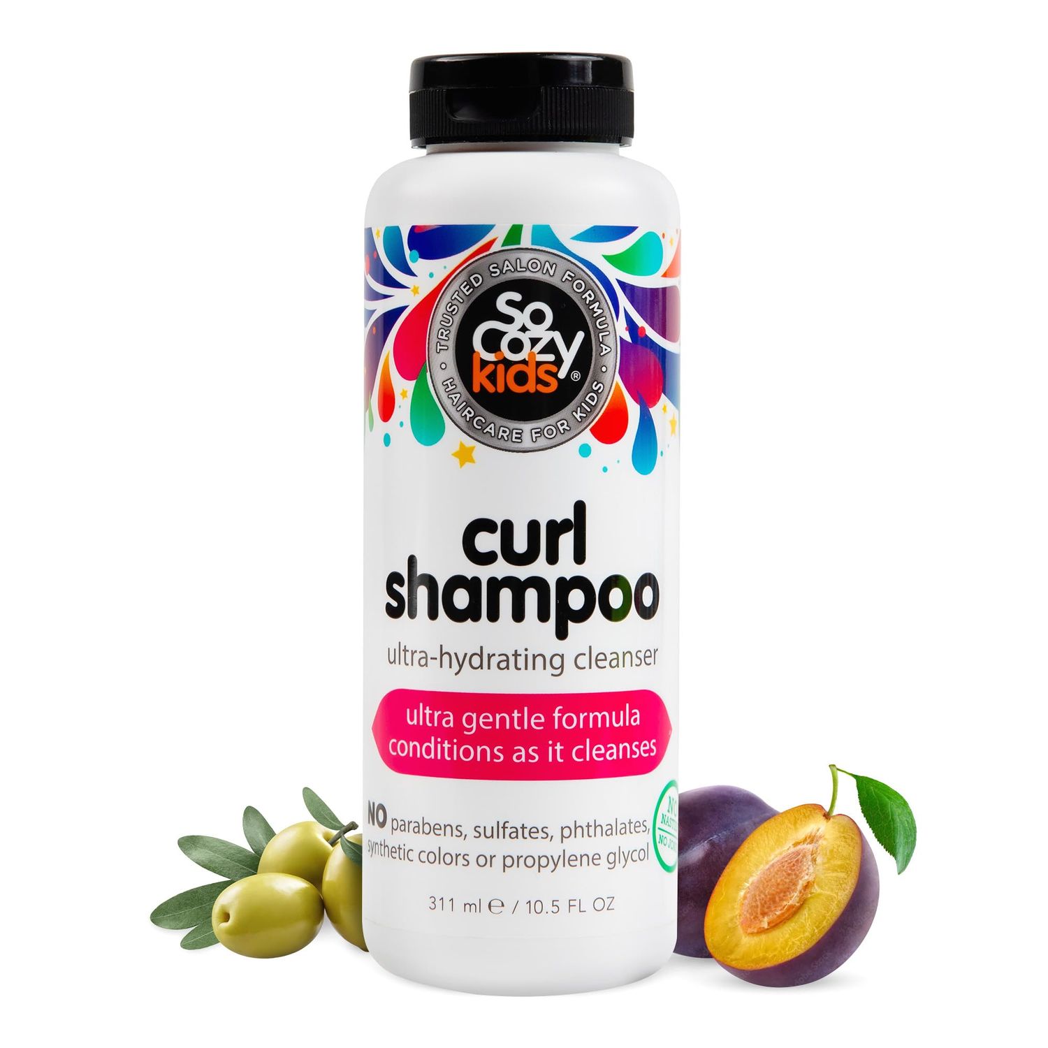 SoCozy Curl Shampoo | For Kids Hair | Ultra-Hydrating Cleanser | No Parabens, Sulfates, Synthetic Colors or Dyes, Sweet-Crme, 10.5 Fl Oz