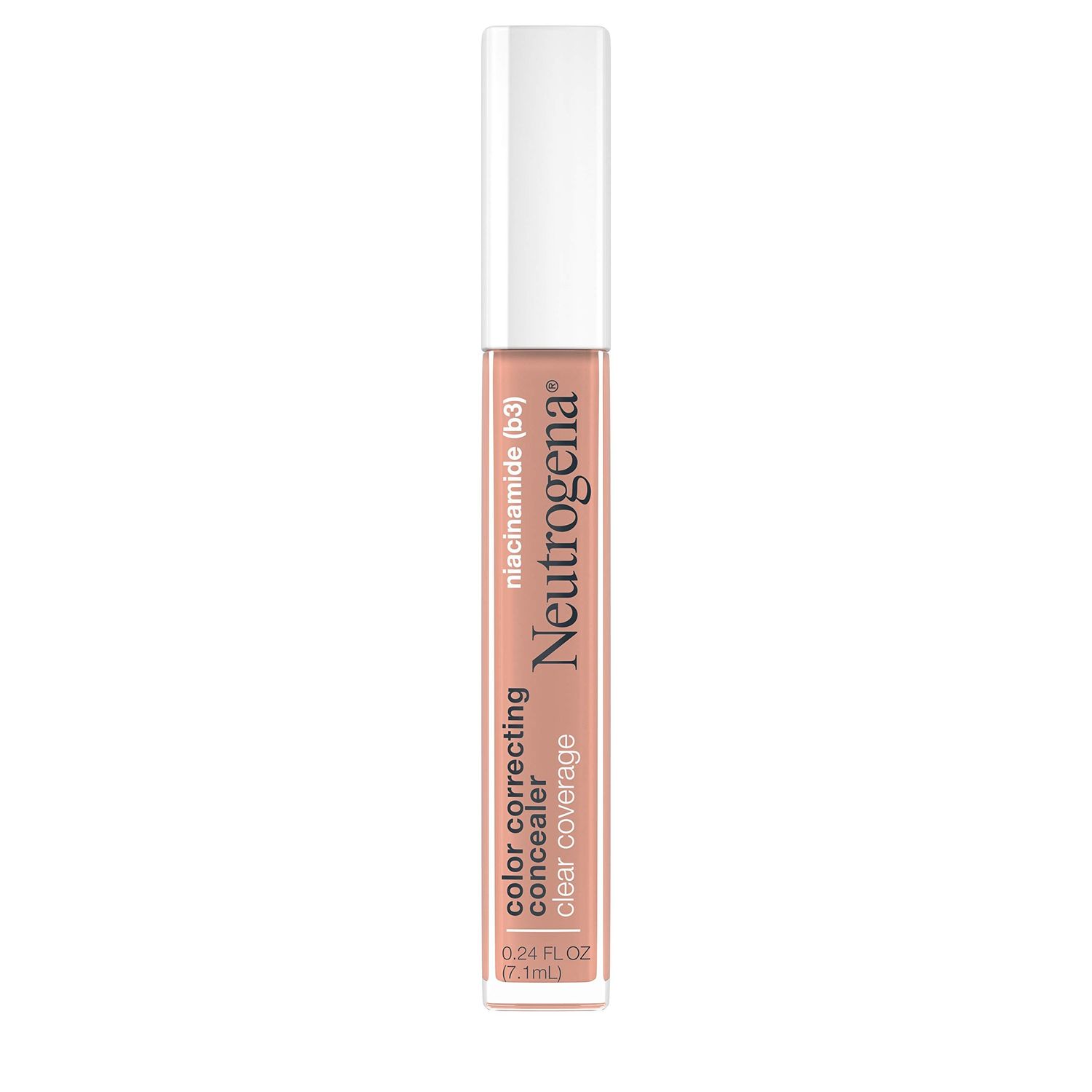 Neutrogena Clear Coverage Color Correcting Concealer Makeup, Lightweight Concealer with Niacinamide for Dark Spots, Oil-, Fragrance-, Paraben- &amp; Phthalate-Free, Peach, 0.24 fl. oz