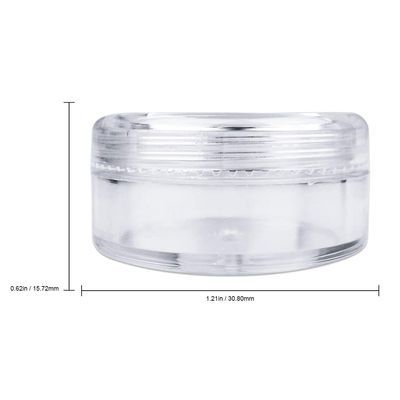 50 New Empty 5 Grams Acrylic Clear Round Jars - BPA Free Containers for Cosmetic, Lotion, Cream, Makeup, Bead, Eye shadow, Rhinestone, Samples, Pot, 5g5ml (Clear Lid (50 Jars)