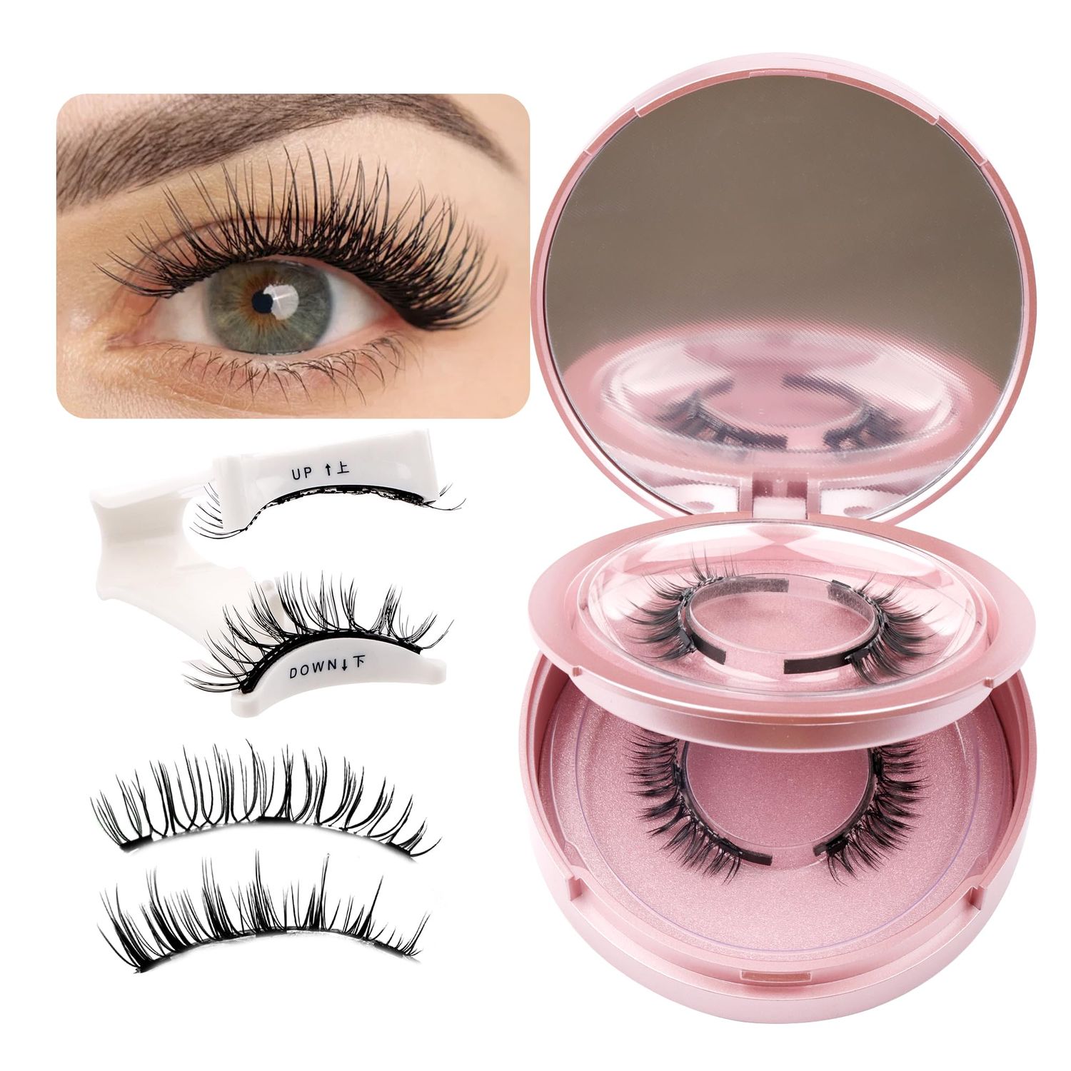 GEMERRY Magnetic Eyelashes Magnetic Eyelashes Natural Look Magnetic Eyelashes with Applicator and Mirror No Glue&amp;No Eyeliner Needed False Eyelashes Magnetic Lashes Kit Easy to Apply