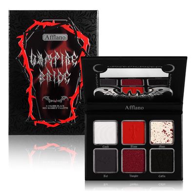 Afflano Red Black Eyeshadow Goth Makeup Palette, Vampire Blood Red Halloween Makeup Palette, Burgundy Dark Smokey Eye Shadow Palette Pigmented, Smoky Eyes Black Red Eyeshadow Costume Clown SFX Makeup