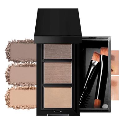 Brow Powder Kit,Long-Lasting Waterproof Two Colors Brow Filler Get Full Defined Natural Brows,Eye Brow Contour Palette with Double-ended Eyebrow Brush,sombra para cejas (01 Coffee Brown)