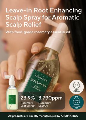 AROMATICA Rosemary Root Enhancer 3.38oz 100ml - Scalp Nourishing with Food-graded Rosemary Oil - Relieves Itchy, Dry, Flaky Scalp - Free from Sulfate, Silicone, and Paraben