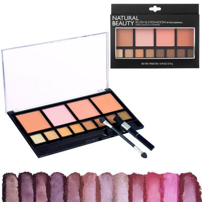 Women&#39;s Cosmetics NATURAL BEAUTY Blush and Eyeshadow Palette - 12 Shades Shimmer and Matte Finishes