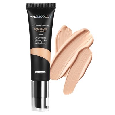 Anglicolor Matte Oil Control Concealer Foundation Flawless Soft Long Lasting Foundation Makeup,Waterproof Full Coverage Face Makeup Strong Concealer Foundation for Oily Acne Skin (#103 Warm Peach)