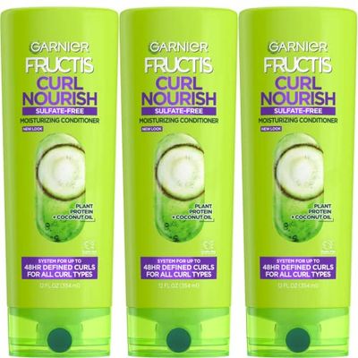 Garnier Fructis Curl Nourish Sulfate Free Moisturizing Conditioner, 12 Fl Oz, 3 Count (Packaging May Vary)