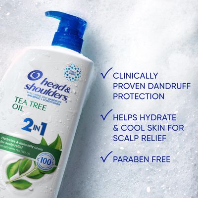 Head &amp; Shoulders 2 in 1 Dandruff Shampoo and Conditioner, Anti-Dandruff Treatment, Tea Tree Oil for Daily Use, 32.1 oz Each, Twin Pack