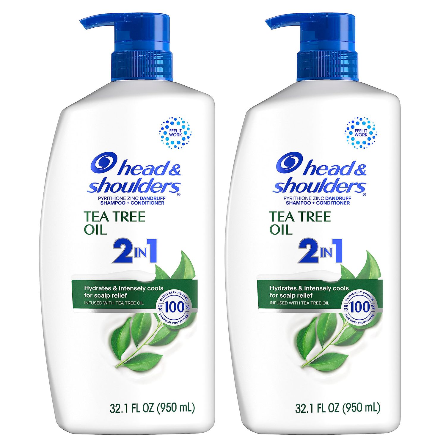 Head &amp; Shoulders 2 in 1 Dandruff Shampoo and Conditioner, Anti-Dandruff Treatment, Tea Tree Oil for Daily Use, 32.1 oz Each, Twin Pack