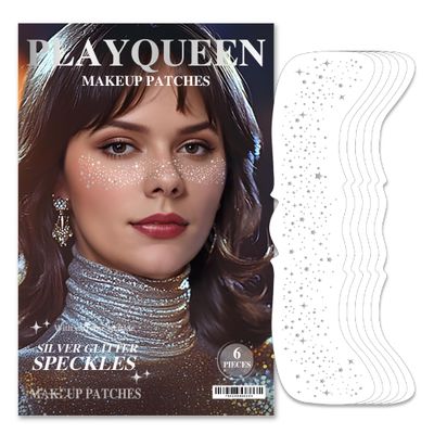 Glitter Freckles Face TattooFace Makeup PatchesSilver Fake Freckles-6 CountWaterproof-Fun &amp; Creative Face Glitter StickersTemporary Face Freckles for WomenMust-Have for Music Party Makeup