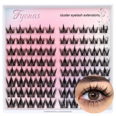 Fyonas Lash Clusters Manga Eyelash Clusters Spiky Cluster Eyelash Extensions 80Pcs C Curl Individual Lashes Volume Anime Lash Clusters with Thin Band Cosplay Lashes DIY at Home (Cutey)