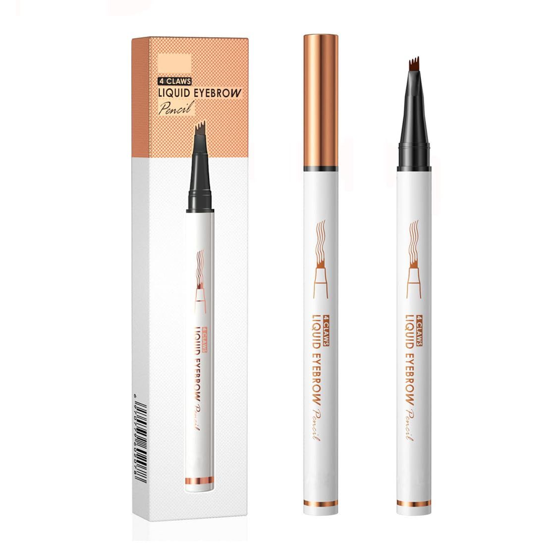 Magic Eyebrow Pencil 1Pcs Waterproof Microblading Eyebrow Pencilwith 4 Fork Tip 3D Microblade Eyebrow Pen Natural Brows Pen for Women Long-Lasting Stay on All Day (Black)
