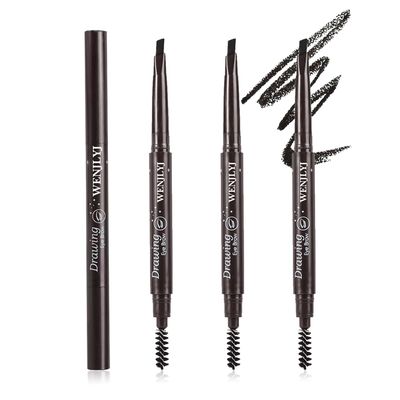 3 Pcs Waterproof Eyebrow Pencil,Longwearing Eyebrow Pen Makeup with Brush,Smudge Proof Brow Pen,Eye Brow Pencils for Women Daily Eye MakeupBlack