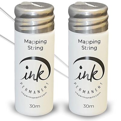 Ink Permanent White Brow Mapping String 2 X 100 Ft Bottles - 60 m Pre-Inked Mapping String for Permanent Makeup and Microblading Supplies | Brow Mapping Kit | Mapping String for Brow Mapping