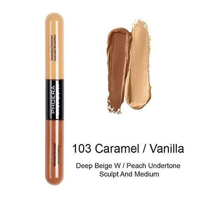 AQUAPURITY PHOERA Sculpt &amp; Highlight Concealer Contour Foundation Oil Control Face Contour Dual Face Shadow Repair Make Up (103 CARAMELVANILA)