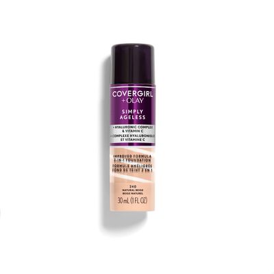 COVERGIRL COVERGIRL &amp; olay simply ageless 3-in-1 liquid foundation, natural beige, pack of 2, 1 Ounce