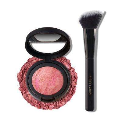 LAURA GELLER NEW YORK Baked Blush-n-Brighten Marbleized Blush  Angled Blush Brush (02 Pink Buttercream, 47mm)