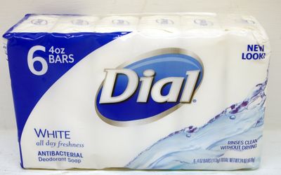 Dial White Antibacterial Soap, 4-Ounces Bars, 6 Count