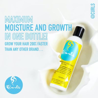 Curls Blueberry Bliss Blueberry &amp; Coconut Hair Milk - 8 fl oz, Leave In Conditioner and Styler, Moisturizing &amp; Nourishing, for Curly, Natural, and Coily Hair