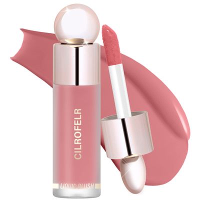 Cilrofelr Dewy Liquid Blush, Soft Cream Liquid Blush for Cheek, Buildable &amp; Blendable Pigment, Lightweight &amp; Smooth Texture, Longwear Formula for a Soft, Natural Flush (01 Soft Rose)