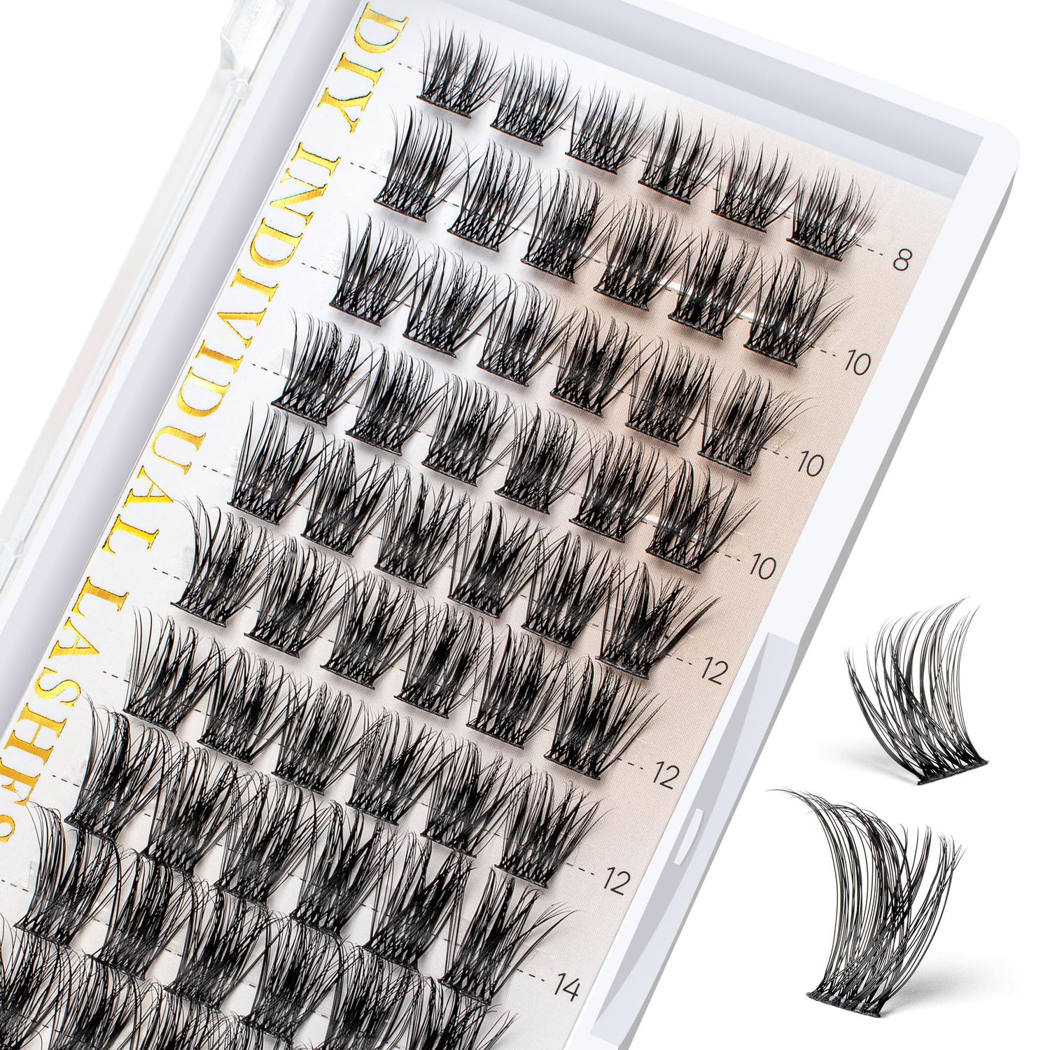 BEFER Lash Clusters, 72 Pcs D Curl Eyelash Clusters Super Fluffy Lightweight Individual Lashes 8-16MM Cluster Eyelash Extensions Soft Comfortable Wispy Natural Lashes DIY At Home(Serenity,FD27)
