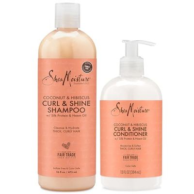 Shea Moisture Shampoo &amp; Conditioner Set - Curl &amp; Shine, Coconut &amp; Hibiscus Hair Care Formulas for Moisturizing &amp; Defining Thick, Curly Hair (2 Piece Set)