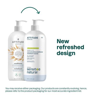 ATTITUDE Hair Conditioner for Sensitive Dry Scalp, Soothing Oat, Naturally Derived Ingredients, Dermatologically Tested, Vegan Detangler, Extra Gentle, Unscented, 32 Fl Oz