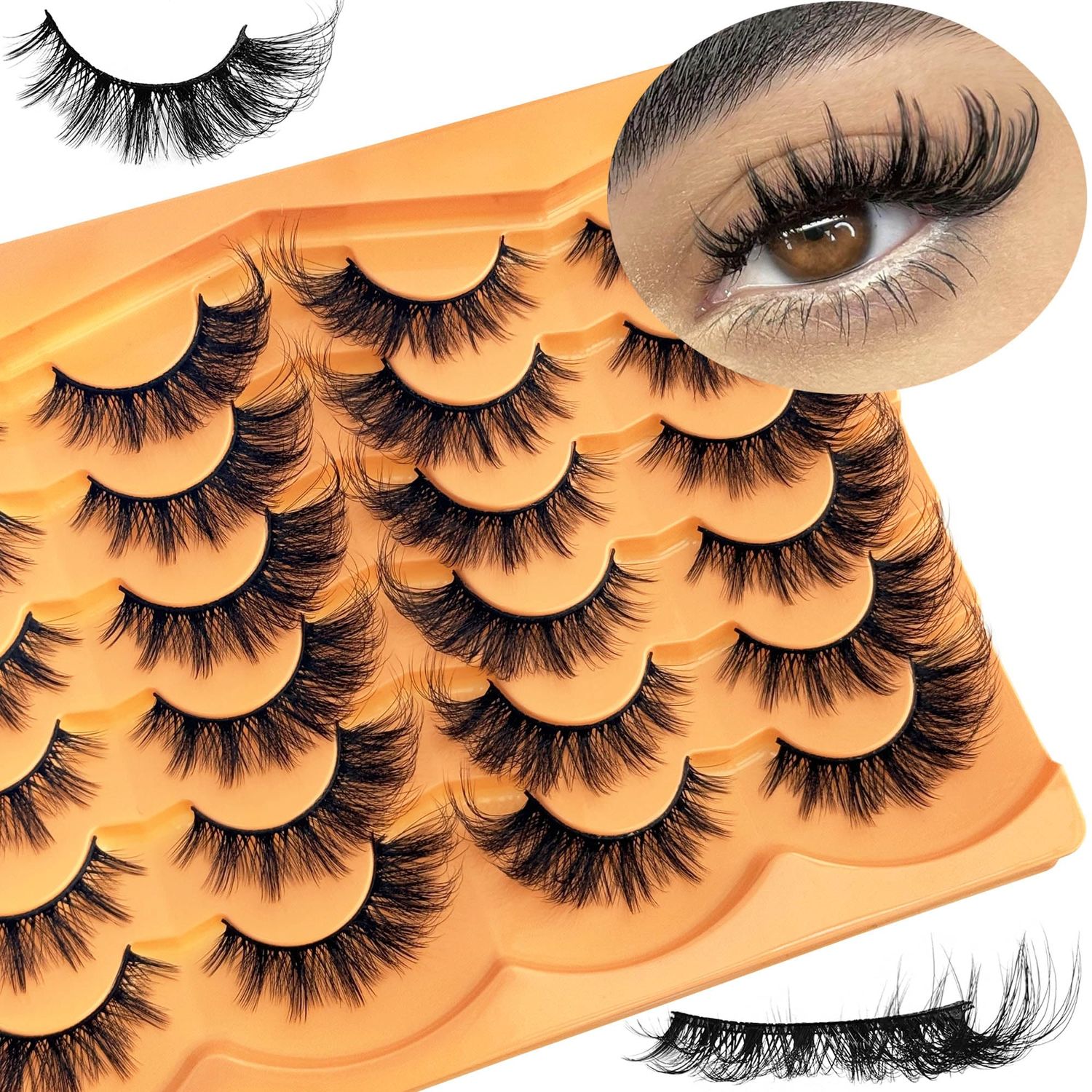 Cat Eye Lashes NINGLASH Wispy Lashes False Eyelashes Natural Look Fake Eyelash Pack Faux 3D Mink Lashes Strips 12 Pairs