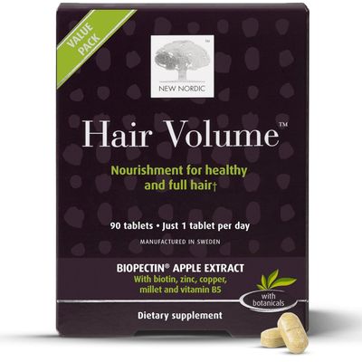 NEW NORDIC Hair Volume Tablets, 3000 mcg Biotin &amp; Biopectin Apple Extract, Hair Vitamins to Support Natural Hair Growth for Thicker, Fuller Hair, for Men and Women, 90 Count (Pack of 1)