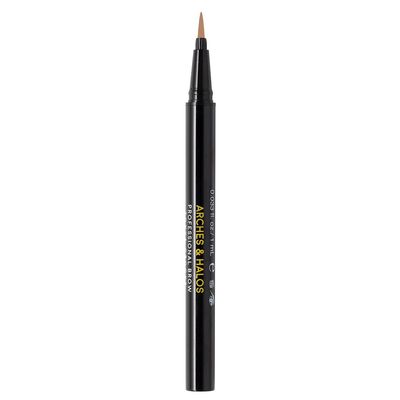 Arches &amp; Halos Bristle Tip Pen - For Full, Bold, More Defined Brows - Long-lasting, Smudge Proof, Pigmented Color - Vegan and Cruelty Free Makeup - Warm Brown - 0.02 fl oz