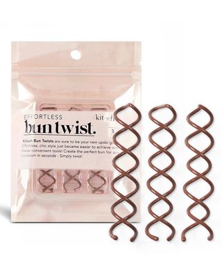Kitsch 3 PCS Spiral Bobby Pins for Girls and Women - Rounded Tips, Chip-Resistant Bun Twist Spiral Hair Pins | Hair Bun Maker Ideal for Thin &amp; Thick Hair, Secure Hold All-Day - Brown