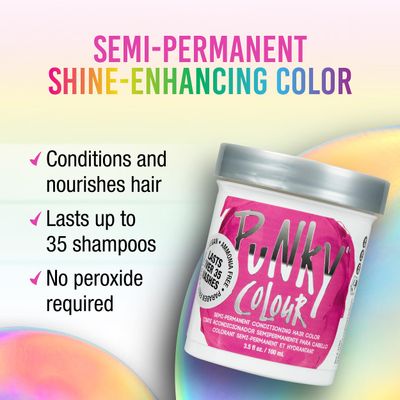 Punky Flamingo Pink Semi Permanent Hair Color, Conditioning Vegan Hair Dye, Non-Damaging Formula, PPD & Paraben-Free, Long-Lasting Vibrant Pink Hair Color, Up to 40 Washes, Hair Care, 3.5 oz